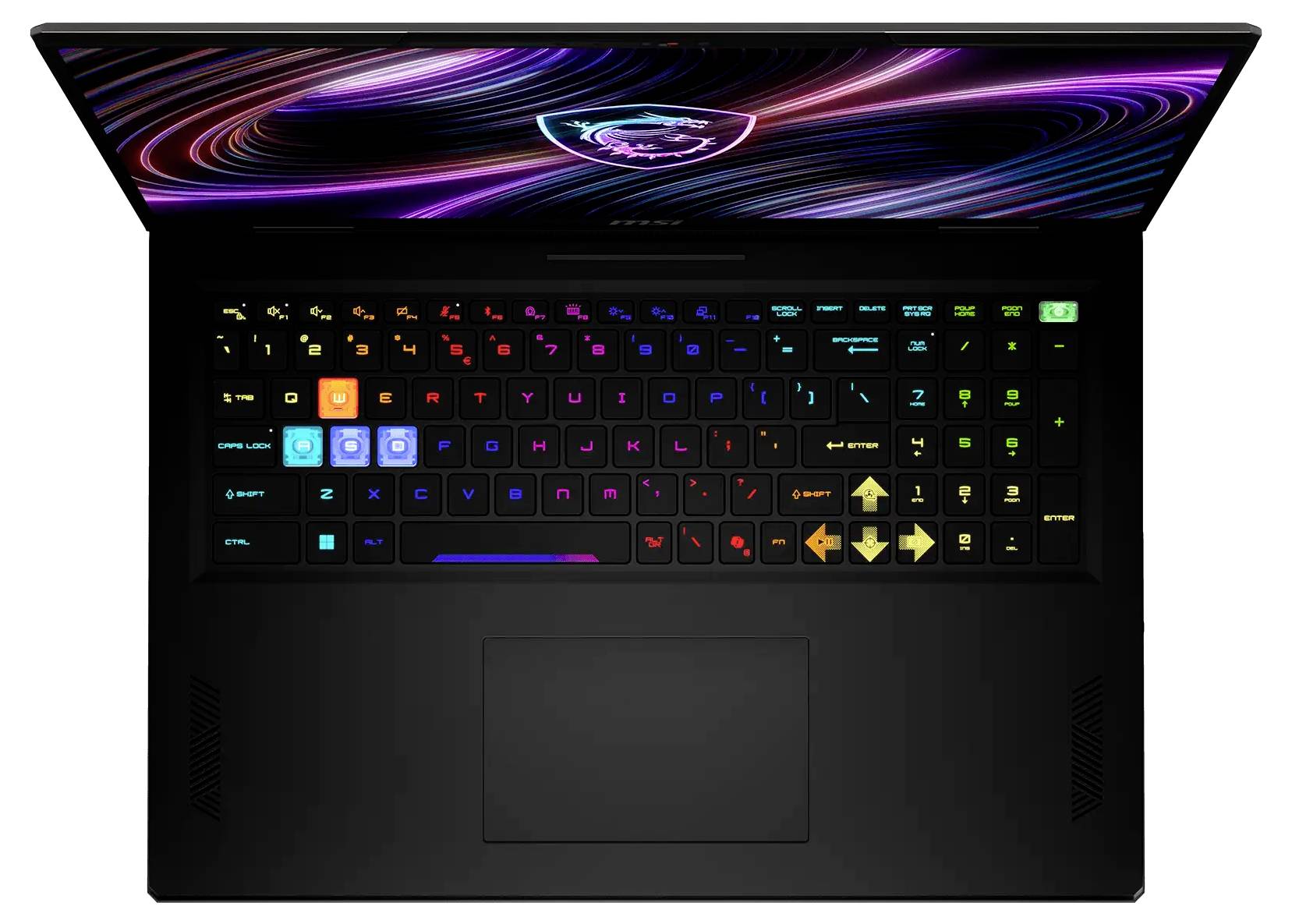 Rückseite eines ASRock-Monitors mit zentralem Befestigungspanel, Ständer und Kabelmanagement-Öffnung auf weißem Hintergrund