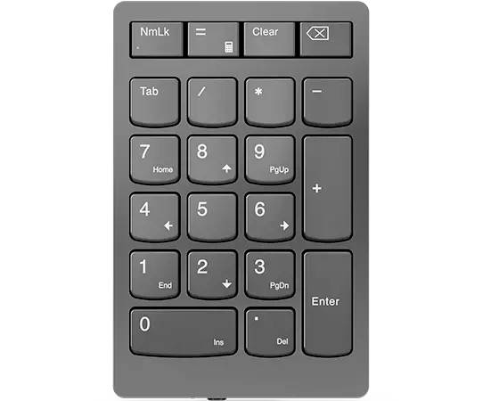 Numerische Tastatur mit 17 Tasten, einschließlich Tab, Löschen, Eingabe, Zahlen 0-9, arithmetische Operatoren und Home/Bild-auf/Bild-ab-Navigationsfunktionen.