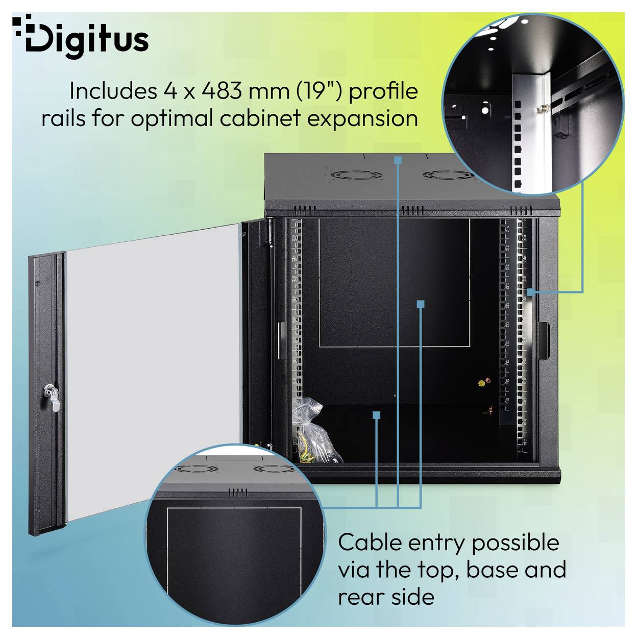 Digitus HDMI 2.1 Kabel, die als stabile 48-Gbps-Übertragung beworben werden; Diagramm vergleicht HDMI 1.4, 2.0 und 2.1 Geschwindigkeiten, wobei HDMI 2.1 am höchsten ist.