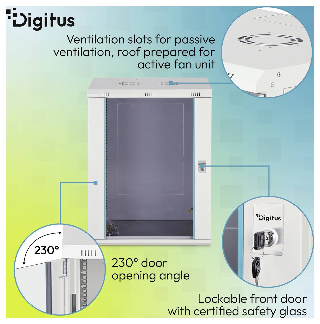 Digitus DN-37112 19 Zoll Netzwerkschrank 16 HE Grau, Grau (RAL 7035), Lichtgrau, Lichtgrau (RAL 7035)-3
