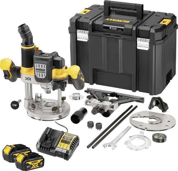 DEWALT DCW620NT-XJ Akku-Oberfräse + Akku-Kit DCB1104M2-QW gratis