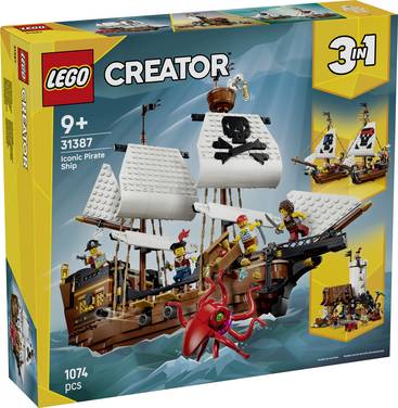 31387 LEGO® CREATOR Piratenschiff umbaubar in Burg oder Zwillingsschiffe; Bauset mit 5 Minifiguren