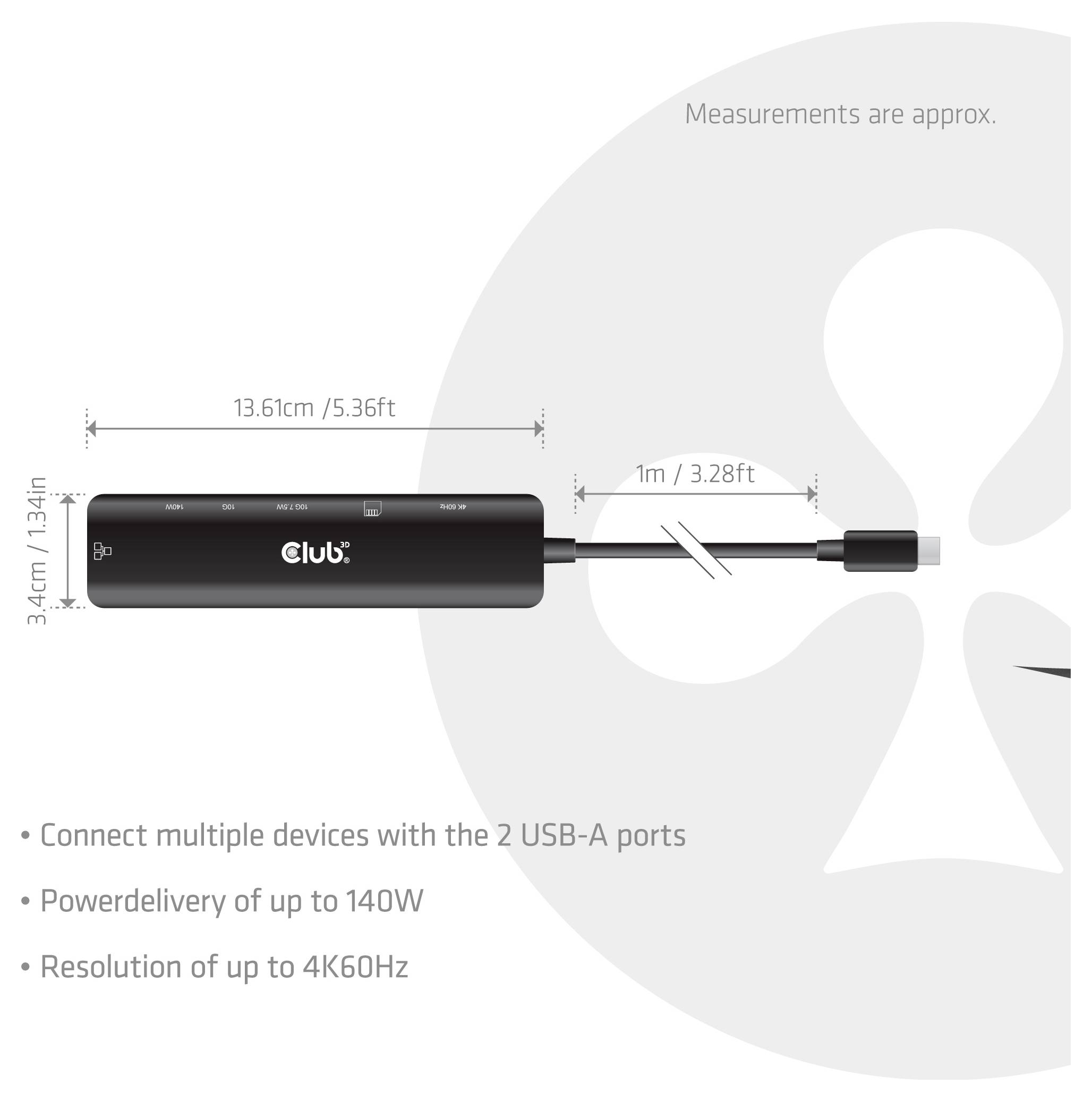 club3D CSV-2555 USB-Hub 7 Port USB-A, RJ45, HDMI®, microSD, SD, USB-C® PD Schwarz-2