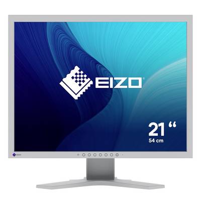 Rückansicht eines Lenovo-Desktop-Monitors auf einem grauen Ständer, der die Rückwand, den Kabelkanal und rote Akzentdetails zeigt.