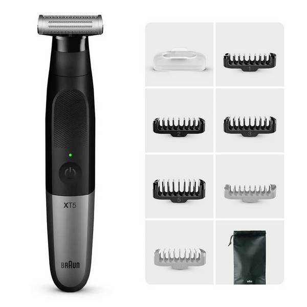 Braun XT5200 (V2) Präzisions Trimmer, Körperhaartrimmer, Bartschneider abwaschbar Schwarz, Silber