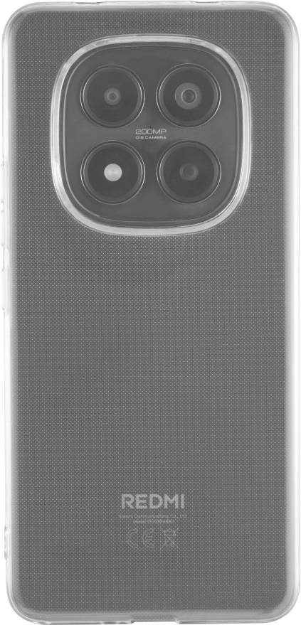 Rückansicht eines Redmi-Smartphones mit Quad-Kamera-Modul und strukturiertem grauem Gehäuse.