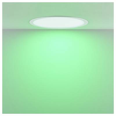 Abstraktes Bild eines leuchtenden mintgrünen Lichts mit einer weißen ovalen Leuchte in der Nähe der Oberseite, das einen sanften Farbverlauf im Hintergrund erzeugt.