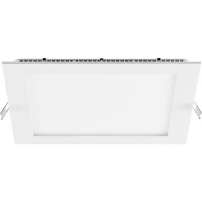 Weißes rechteckiges Deckenleuchten-Panel mit versenkt eingezogenem Mittelteil, von unten gegen weißen Hintergrund abgebildet.