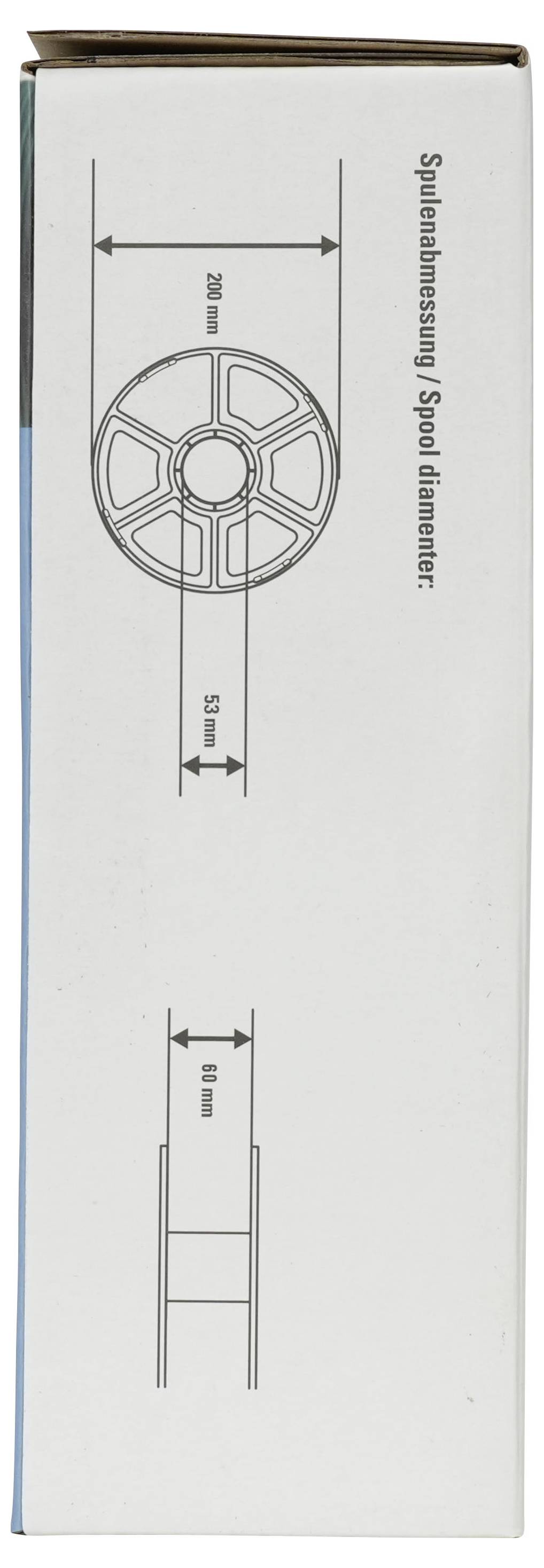 Kastendiagramm mit Spulenabmessungen: 'Spulenabmessung / Spulendurchmesser' 230 mm und Kerndurchmesser 92 mm, mit 55 mm Breite.