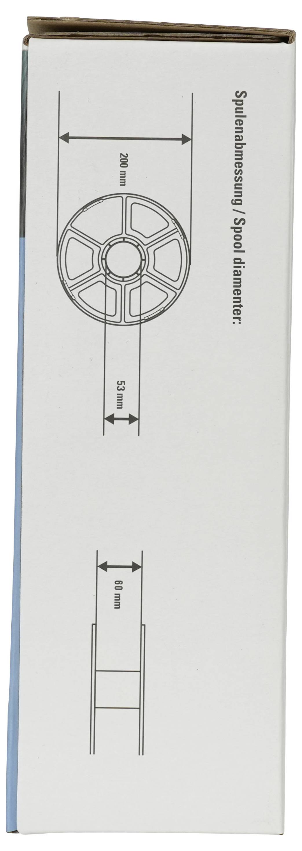 Kassettseitenseite mit einem Spulendiagramm mit der Bezeichnung „Spulenaussenmass / Spulendurchmesser" mit Abmessungen von 238 mm und 50 mm, plus eine kleine Maßskizze von 8 mm.