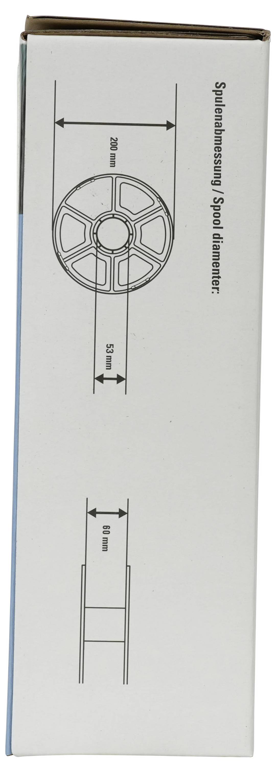 Produktpaketdiagramm mit Spulendimensionen: 28 mm Durchmesser und 9 mm Breite, mit Beschriftung „Spulenaussmass / Spulendurchmesser".