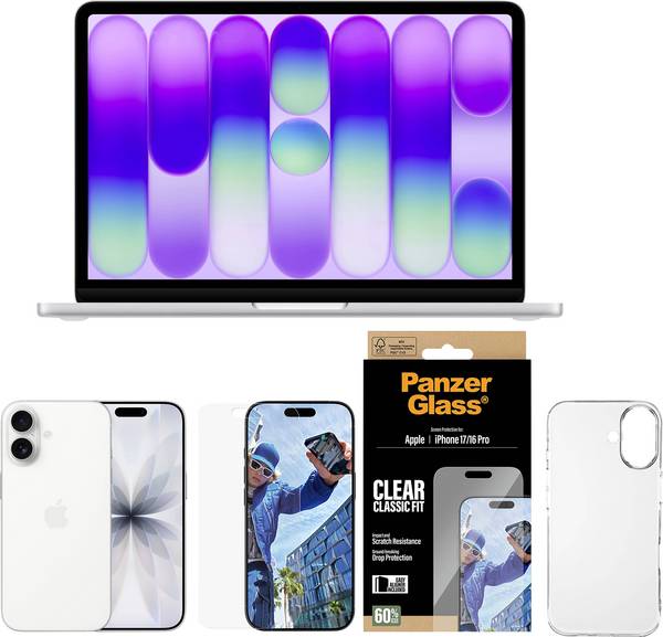 Apple Einsteiger Set - MacBook Neo 13, iPhone 17, hama Handyhülle, Displayschutzglas
