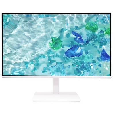 Flachbildschirm-Monitor mit abstraktem türkisfarbenem wassernächstem Muster mit blauen und grünen durchsichtigen Formen.