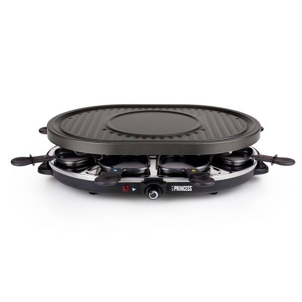 Princess 01.162700.01.001 Raclette 8 Pfännchen, Antihaftbeschichtung Schwarz, Edelstahl