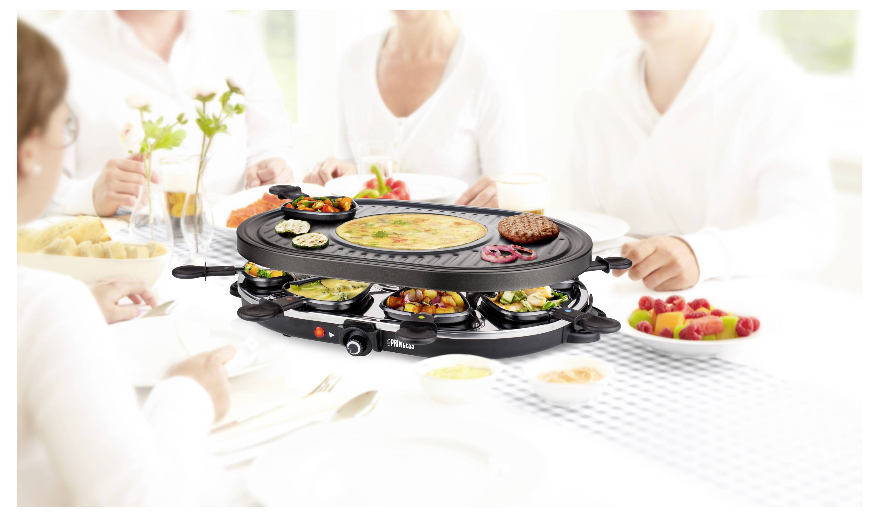 Princess 01.162700.01.001 Raclette 8 Pfännchen, Antihaftbeschichtung Schwarz, Edelstahl-1