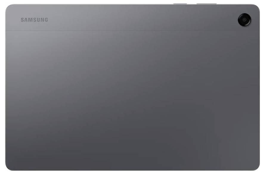 Rückseite eines grauen Samsung-Tablets mit einer einzelnen rückseitigen Kamera in der oberen rechten Ecke.