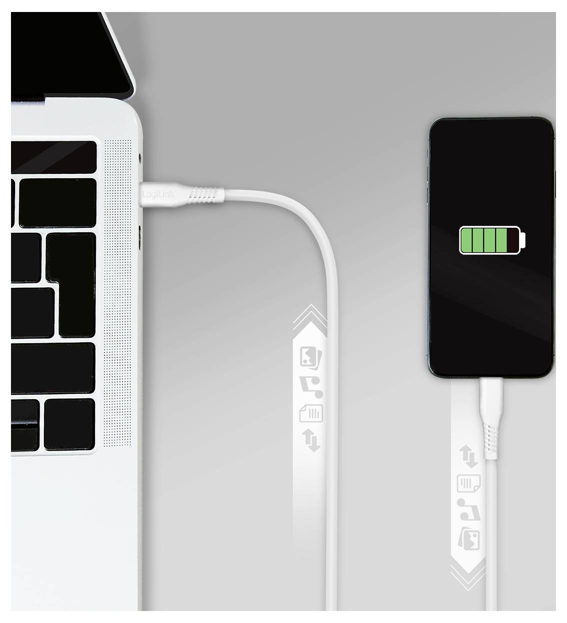 LogiLink USB-C® Kabel USB 2.0 USB-C® Stecker, USB-Micro-B Stecker 0.5 m Weiß CU0241-3