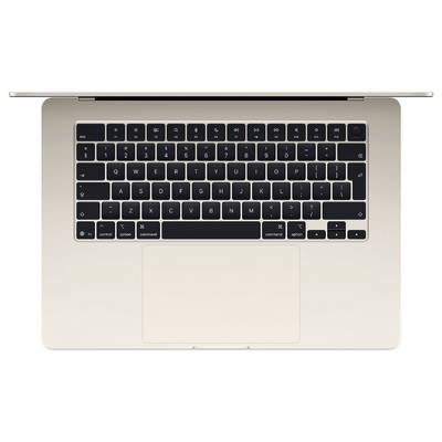Obenansicht eines silbernen Laptops mit schwarzer Tastatur und großem Trackpad.