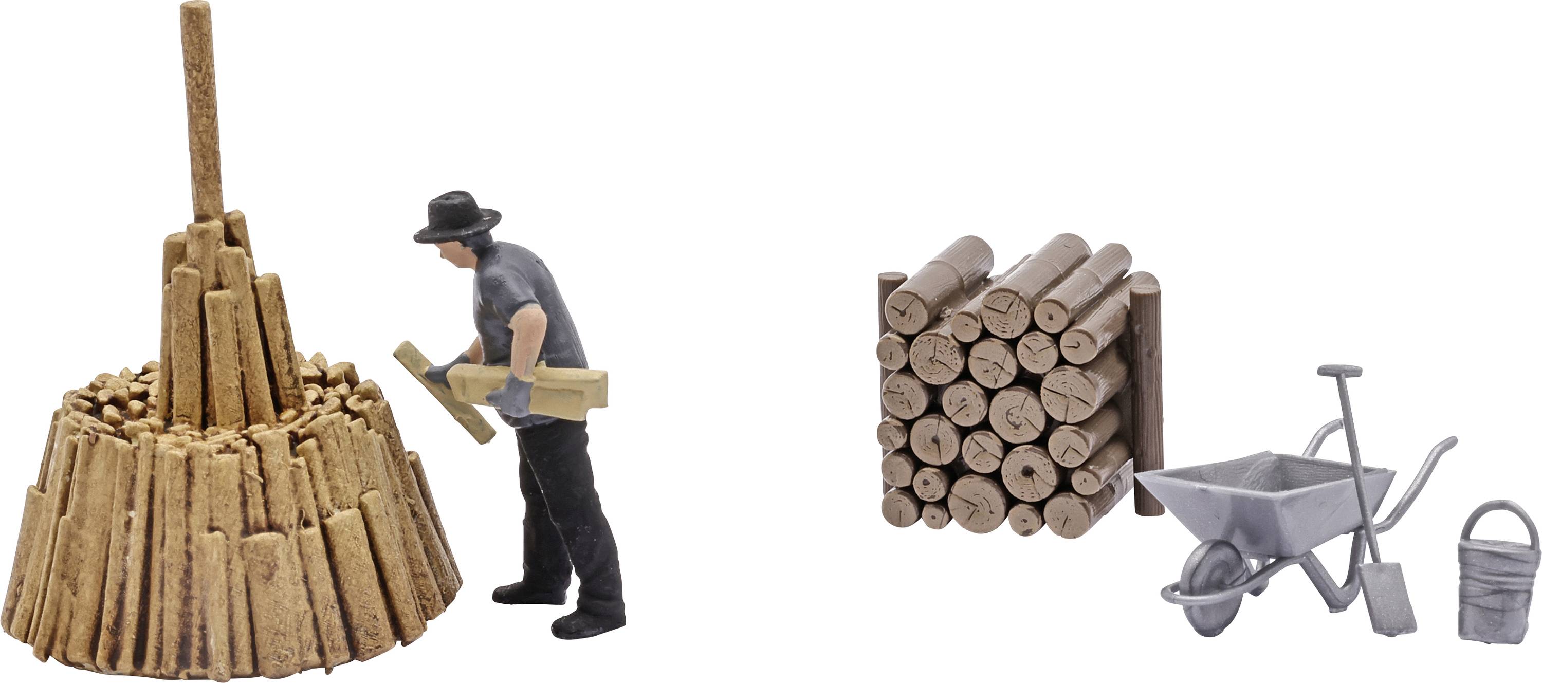 Busch H0 Action Set: Holz schichten