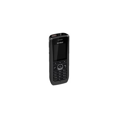 Schwarzes Tastentelefon mit kleinem Bildschirm und physischer Tastatur auf weißem Hintergrund.
