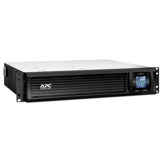 Schwarzes APC-Rack-Mount-Unterbrechungsfreie Stromversorgung mit frontalem Display, das 230V anzeigt