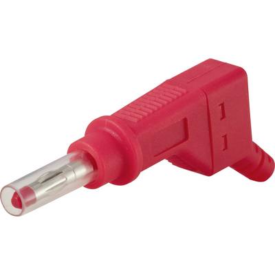 Roter isolierter Bananenstecker mit Metalltip, gezeigt vor weißem Hintergrund.