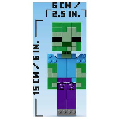 Ein Minecraft-ähnlicher Block-Charakter, der vor einem hellblauen Hintergrund angezeigt wird, mit den Abmessungen 6 Zoll mal 2,5 Zoll gekennzeichnet.