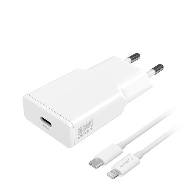 4Smarts USB Ladegerät 20 W USB-C®, Lightning Quick Charge 3.0, USB PD Weiß Innenbereich GaN, USB Power Delivery (USB-PD)