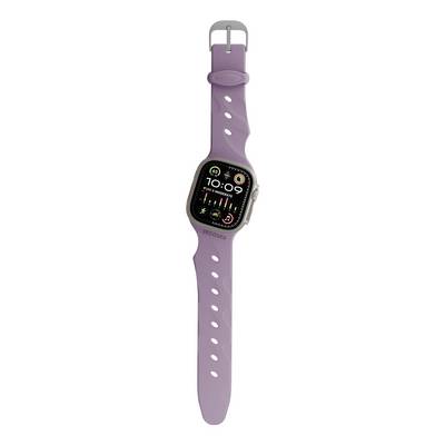 Lavender-Smartwatch mit violettem Band und quadratischem digitalen Display, das 10:09 zeigt, Fitness-Widgets und der Markenname Decqlo unterhalb des Bildschirms.