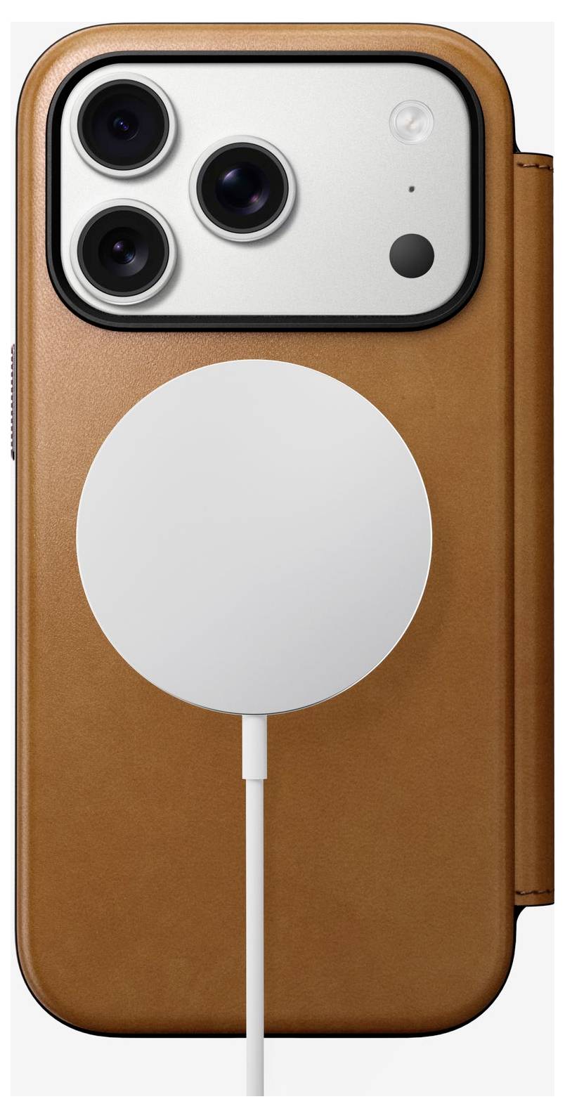 Nomad Modern Leather Folio Flip Case Apple iPhone 17 Pro Beige NM014179858-3