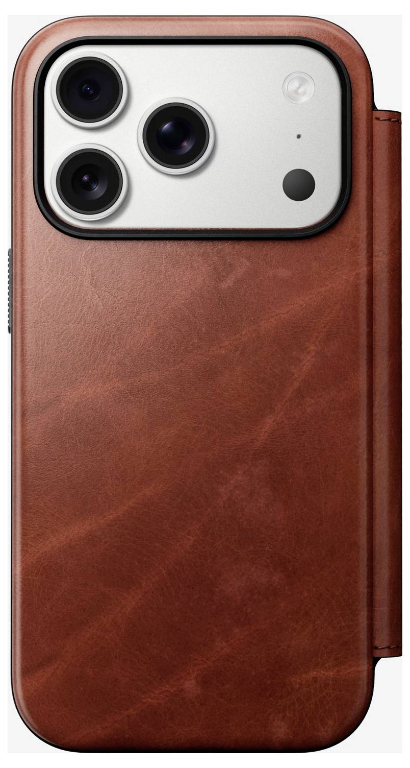 Nomad Modern Leather Folio Flip Case Apple iPhone 17 Pro Braun NM014094858-13