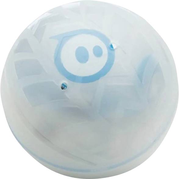 Halbtransparente weiße Bowlingkugel mit blauem eulenähnlichem Logo und zwei Fingerlöchern.