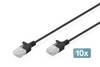 Digitus DK-1618-003S-BL-10 RJ45 Patchkabel CAT 6 U/UTP 0.3 m Schwarz 10 St.