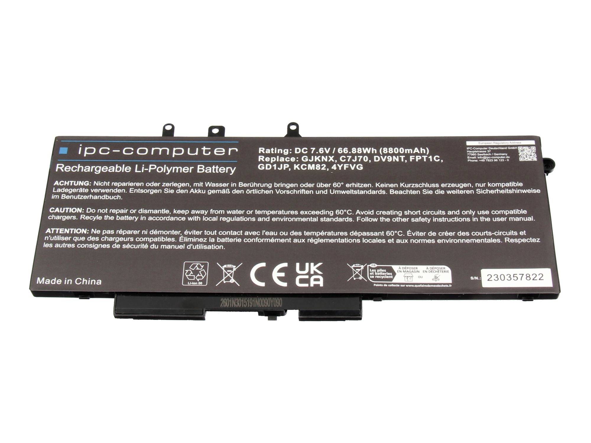 ipc-computer Notebook-Akku Akku DV9NT REPLACE 7.60 V 8800 mAh IPC-Computer