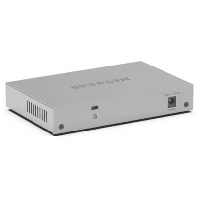 Silbernes Metallgerät mit elektronischen Komponenten, in einer Schrägansicht dargestellt, mit Lüftungsschlitzen, einem Schlosssymbol und einer vorderen Stromeingangsbeschriftung „54V-1,25A".