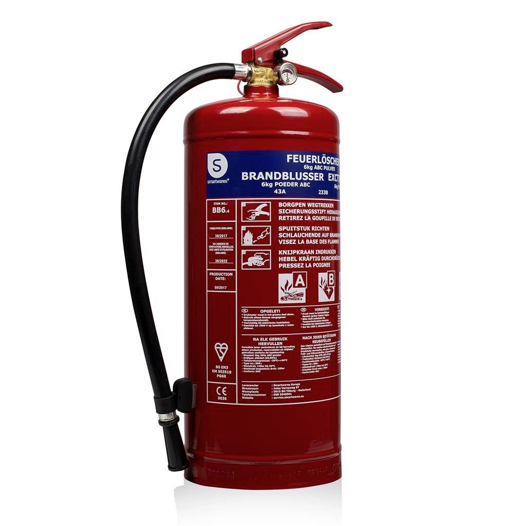 Smartwares ABC BB6.4 Pulverfeuerlöscher Brandklasse: A, B, C Inhalt 1 St.-0