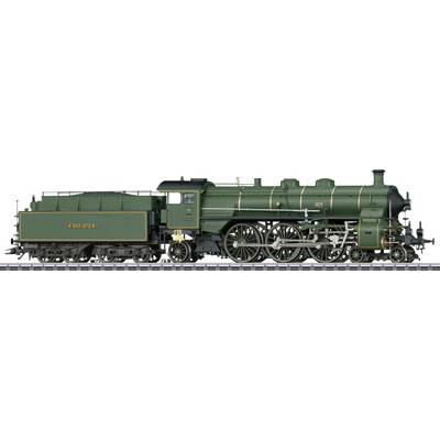 Eine grüne Dampflokomotive mit Tender, von der Seite gezeigt, mit der Aufschrift „KING STEEL", auf weißem Hintergrund.