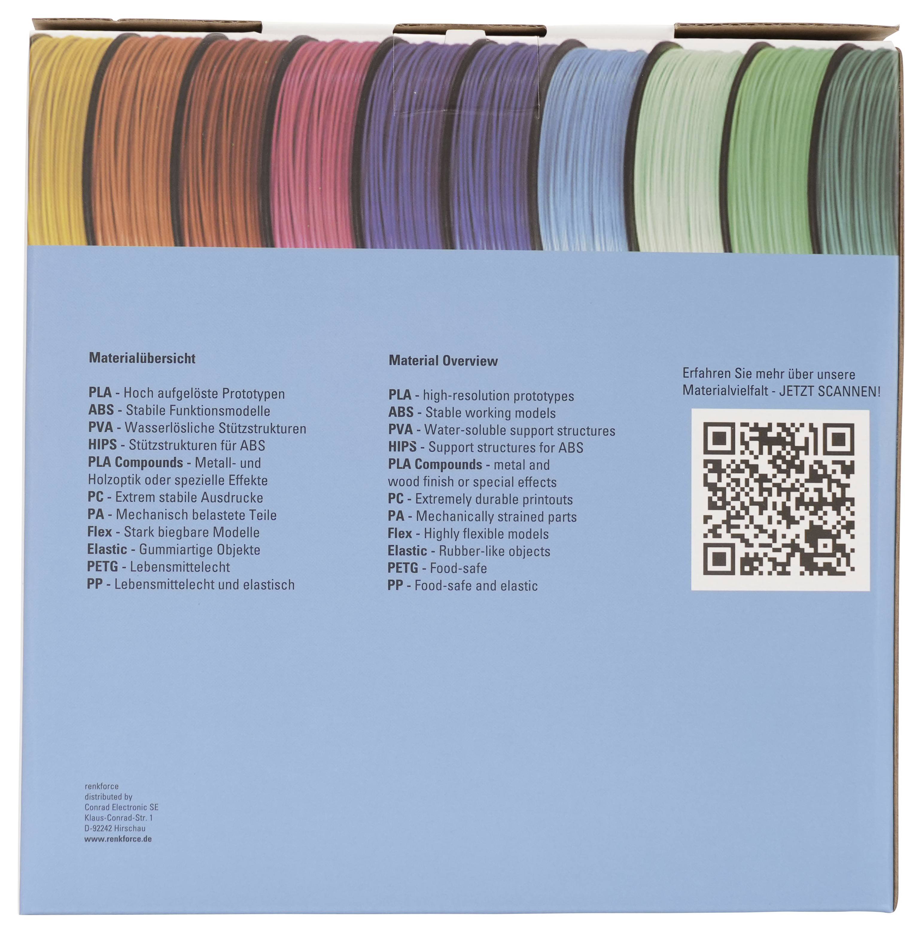 Renkforce RF-7552020 Filament PETG hitzebeständig, flexibel, hohe Zugfestigkeit 1.75 mm 1 kg Weiß 1 St.-5