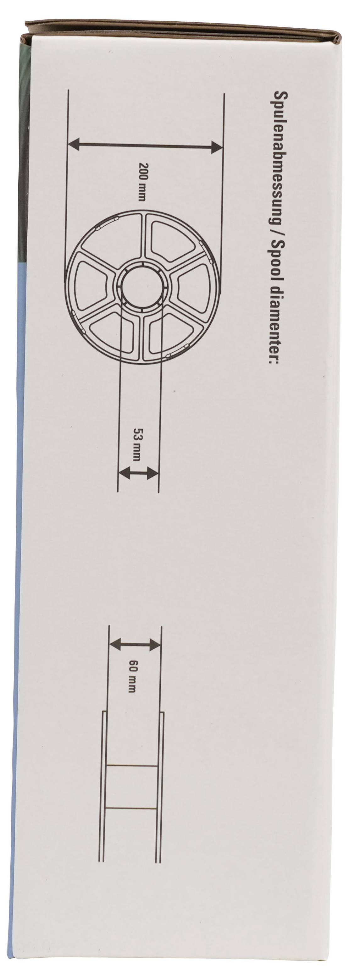 Seitenansicht-Diagramm einer Spule mit Abmessungen: Überhitzungs-/Spulendurchmesser 200 mm und Breite 80 mm, mit einem kleineren Abschnitt von 60 mm darunter.