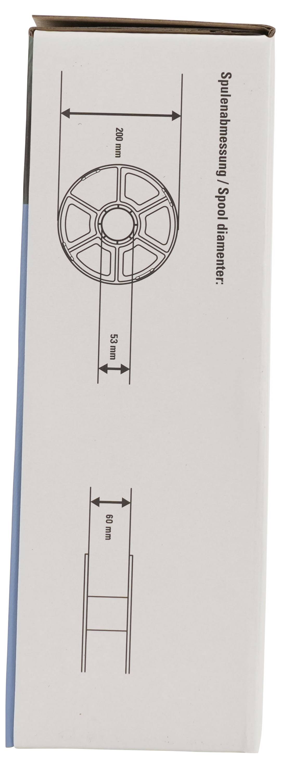 Schaltplan mit einer Spule, auf der "Spulendurchmesser" mit 220 mm und "Spulenbreite" mit 50 mm gekennzeichnet ist, plus eine kleinere Messung von 60 mm Breite.