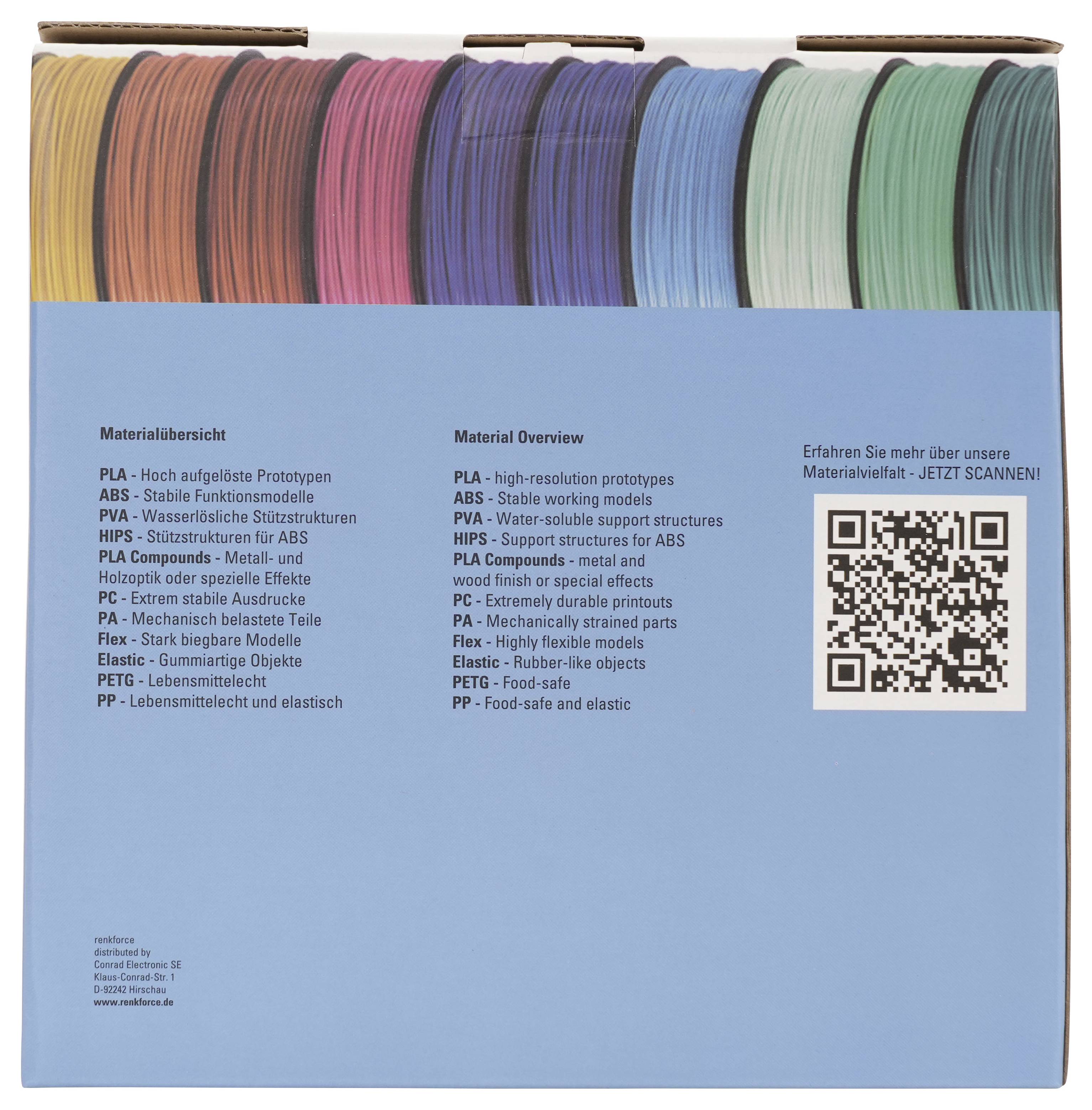 Renkforce RF-7552026 Filament PETG flexibel, hitzebeständig, hohe Zugfestigkeit 1.75 mm 1 kg Silver 1 St.-5