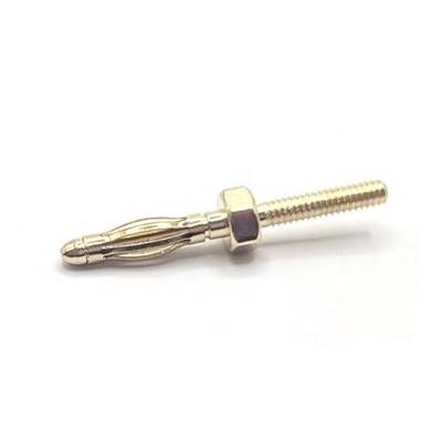 Schwarzes Kabel mit vergoldeten Steckern, das auf weißem Hintergrund aufgerollt dargestellt ist.