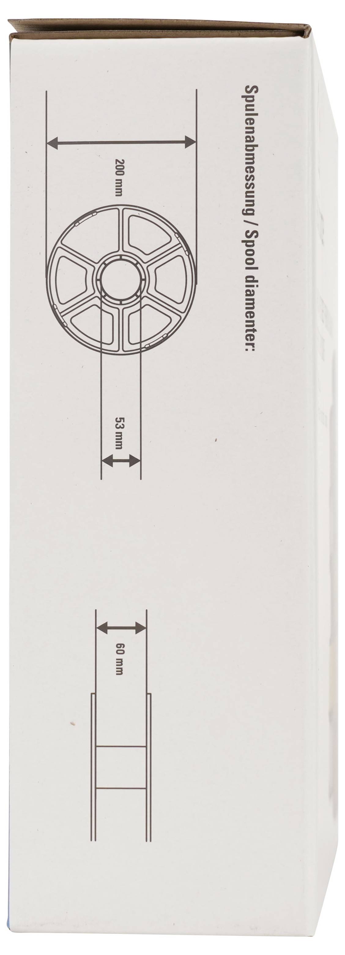 Seitenansicht und Querschnittdiagramm eines Spulenpakets mit der Bezeichnung „Spulenabmessung / Spulendurchmesser" mit den Abmessungen 300 mm, 50 mm und 80 mm.
