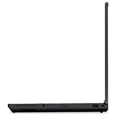 Schwarzer Laptop in geschlossener Seitenansicht dargestellt, mit einer hohen Antenne auf der rechten Seite und sichtbaren Anschlüssen an der unteren Kante.