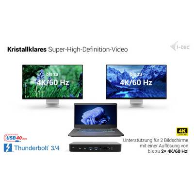 i-tec Thunderbolt™ 5 Dockingstation Thunderbolt 5 Triple Display DS inkl. Kensington-Schloss, USB-C® Power Delivery, int-8