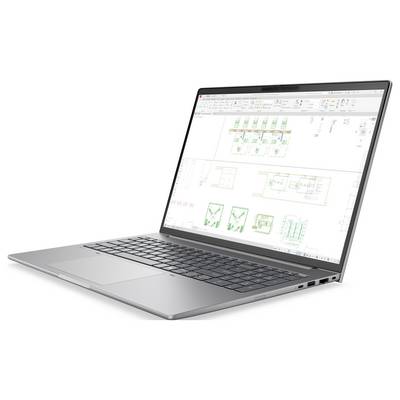 Silberner Laptop, auf dessen Bildschirm architektonische Grundrisse und Diagramme angezeigt werden