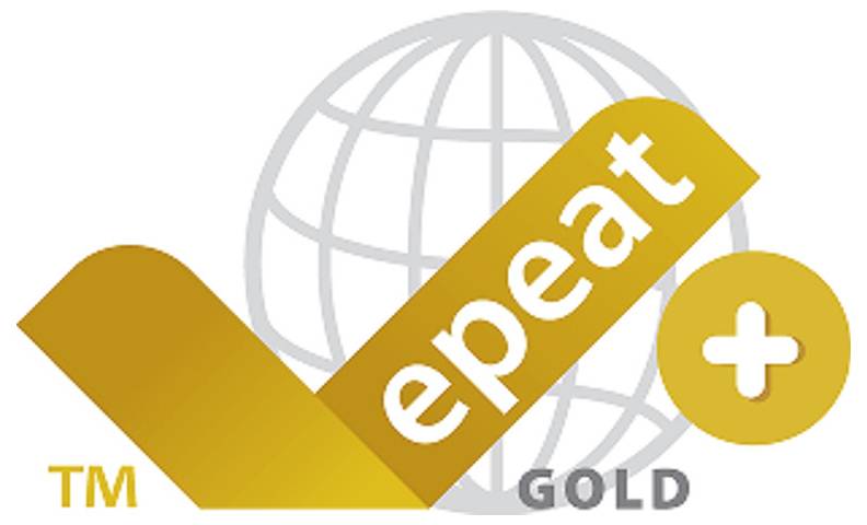 Logo für "Repeat Gold" mit einer goldenen Häkchenform über einem Globus, einem goldenen Pluszeichen und TM-Zeichen.