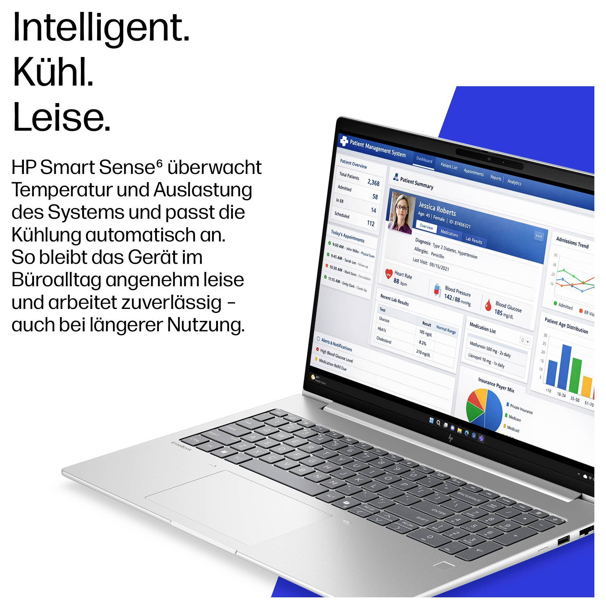 HP Notebook EliteBook 6 G2i 40.6 cm (16 Zoll) WUXGA 32 GB RAM 512 GB SSD Deutsch, QWERTZ Intel Intel-Grafik Silber E02G4-8