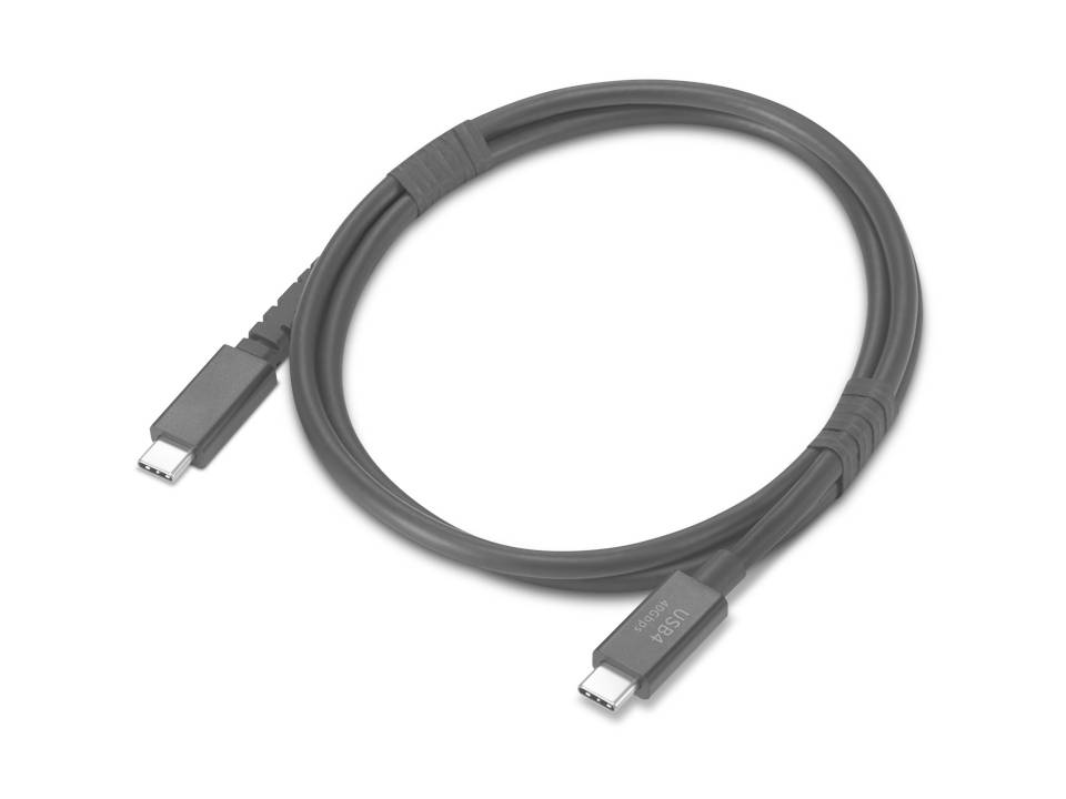 Aufgerolltes graues USB-C-Lade- und Datenkabel mit Steckern an beiden Enden, dargestellt auf weißem Hintergrund.