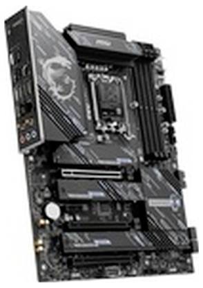 Ein Computer-Motherboard mit mehreren Erweiterungssteckplätzen, RAM-Steckplätzen und einem Kühlkörper im AMD-Stil auf weißem Hintergrund.